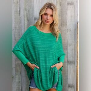 First Love GREEN STRIPE DESIGN SWEATER